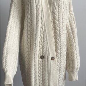 NAADAM Cream Cable Knit Sweater Cardigan Large Cashmere Wool